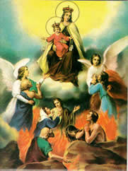 Virgen del Carmen, liberando almas del purgatorio