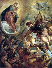 San Miguel Arcangel arrojando a luzbel